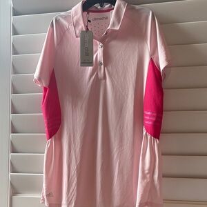 NWT Adidas Golf ClimaChill  Pink Peplum Golf Shirt; Sz: L